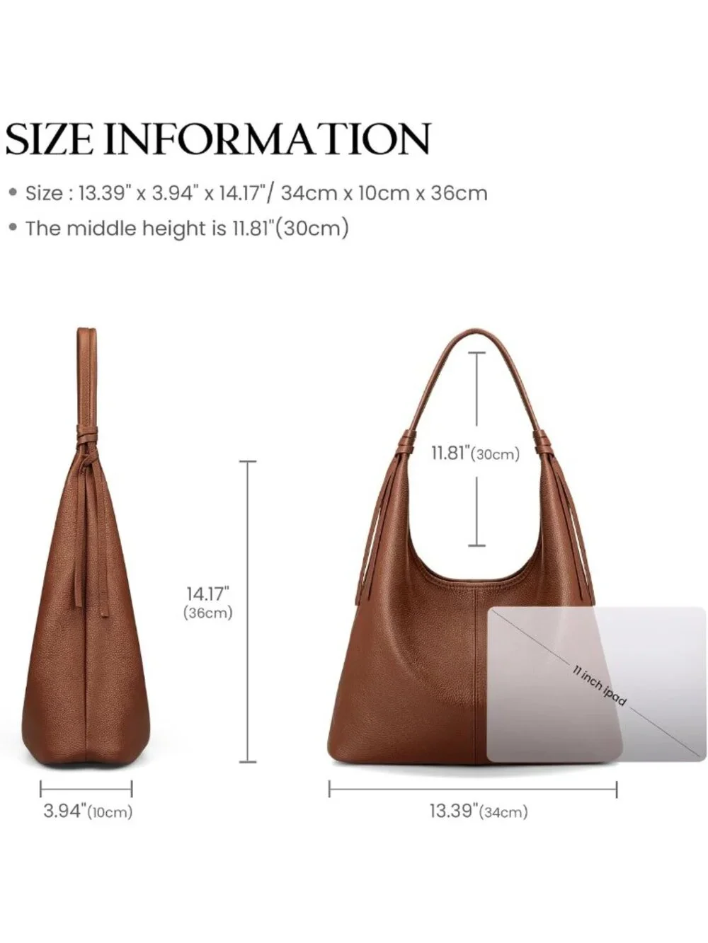 Genuine Leather Slouchy Hobo Bag for Women | Casual Chic Purse, Everyday Use
